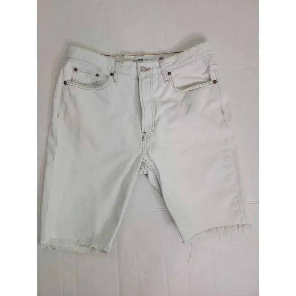 Re/Done X Originals The Long Denim Shorts SZ 29 Cotton Distressed Light Jorts